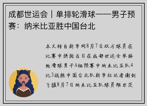 成都世运会｜单排轮滑球——男子预赛：纳米比亚胜中国台北